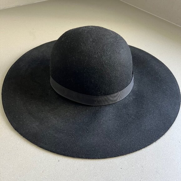 Nordstrom Women's Black Wool Blend Wide Brim Hat - Picture 1 of 4